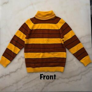 Vintage 70s Mod Striped Turtleneck Raglan Knit Sweater